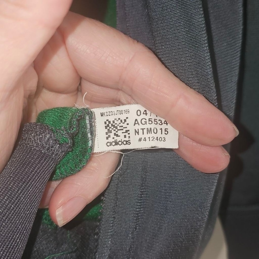 Boys Adidas Gray Green Track Jacket M Zip Up - Picture 3 of 8